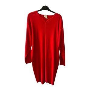 Rodier Paris Vintage Red Wool Blend Sweater Dress Size Large